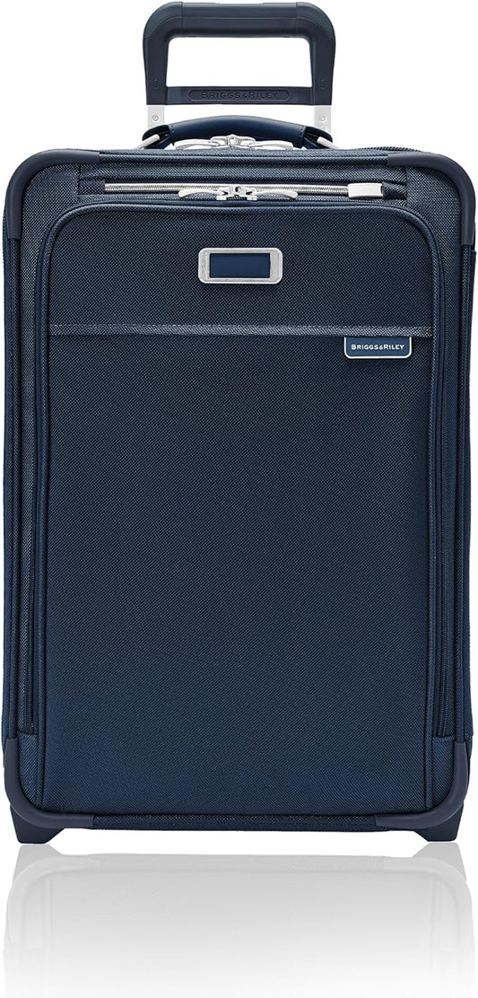 Briggs & Riley Essential 22" 2-Wheel Expandable Carry On - Luggage for Travel, Suitcases with Wheels, Softside Rolling Bag for Men & Women, Self-Repairing Zipper - Baseline Collection, Navy
