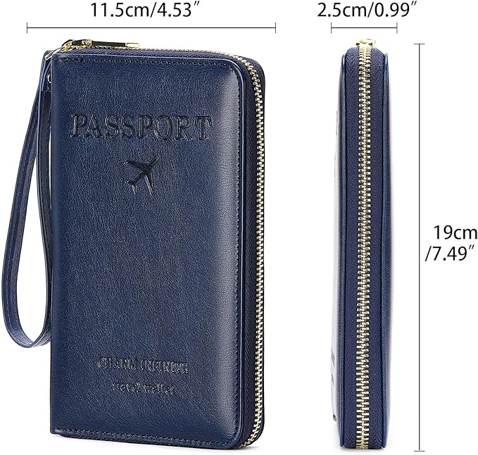 Leather RFID Blocking Passport Holder Travel Wallet, Passport Cover/Travel Wallet for Women/Men with