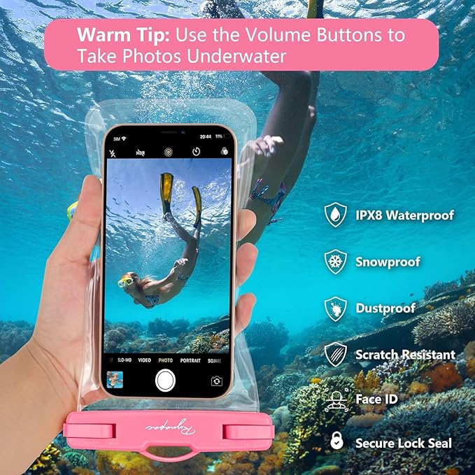 Waterproof Phone Pouch Bag - 7.5in Water Proof Cell Phone Case for Beach Travel, IPX8 Dry Bag with Lanyard for iPhone 17 16 15 Pro Max Galaxy S25 Ultra Pixel 10 Pro, Cruise Essentials 2025