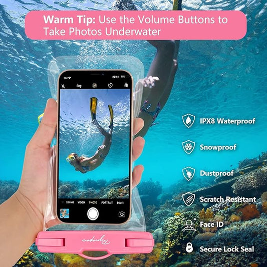 Waterproof Phone Pouch Bag - 7.5in Water Proof Cell Phone Case for Beach Travel, IPX8 Dry Bag with Lanyard for iPhone 17 16 15 Pro Max Galaxy S25 Ultra Pixel 10 Pro, Cruise Essentials 2025