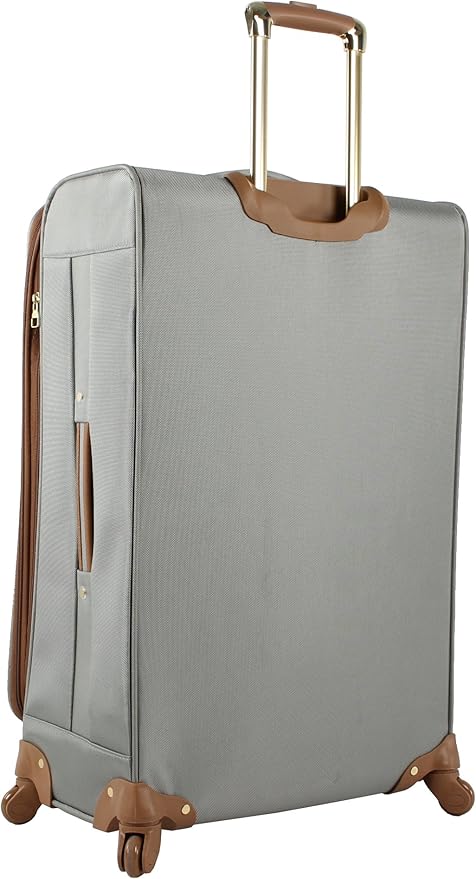 Steve Madden Designer Luggage - Checked Large 28 Inch Softside Suitcase - Expandable for Extra Packing Capacity - Lightweight Bag with Rolling Spinner Wheels (Harlo Gray)