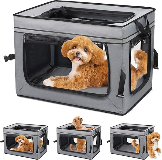 Foldable Pet Crate for Dogs & Cats, Portable Soft-Sided Kennel with Oxford Fabric, Lightweight & Easy to Carry, Travel & Indoor Use, Small