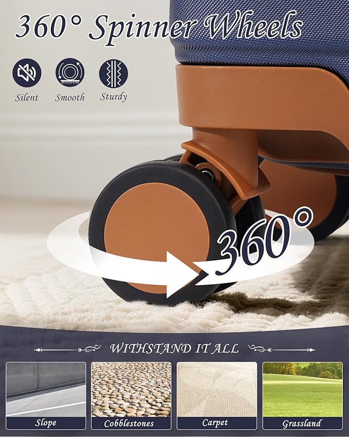 TAKUMI Luggage Sets 5 Piece Lightweight Carry On luggage with Duffel Bag ABS+PC Hardshell Suitcases with YKK zippers Double Spinner Wheels Travel Luggage with TSA Lock(NAVY, 5 PIECE SET)