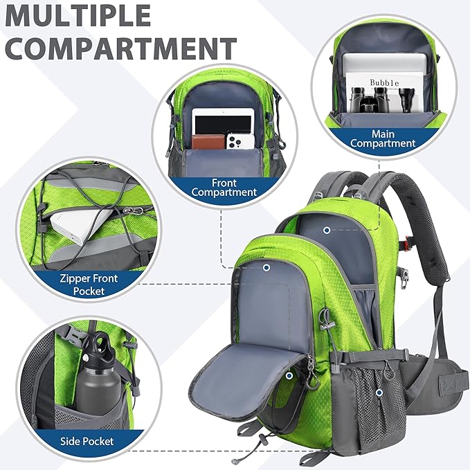 Hiking Backpack 30L Lightweight Travel Daypack Small Day Pack for Men Women Outdoor Camping Backpacking, Green