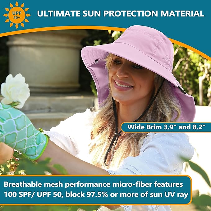 Solaris Sun Hat with Neck Flap, UPF 50 Sun Protection Lightweight Sun Cap for Men Women, Wide Brim Hat for Fishing Hiking