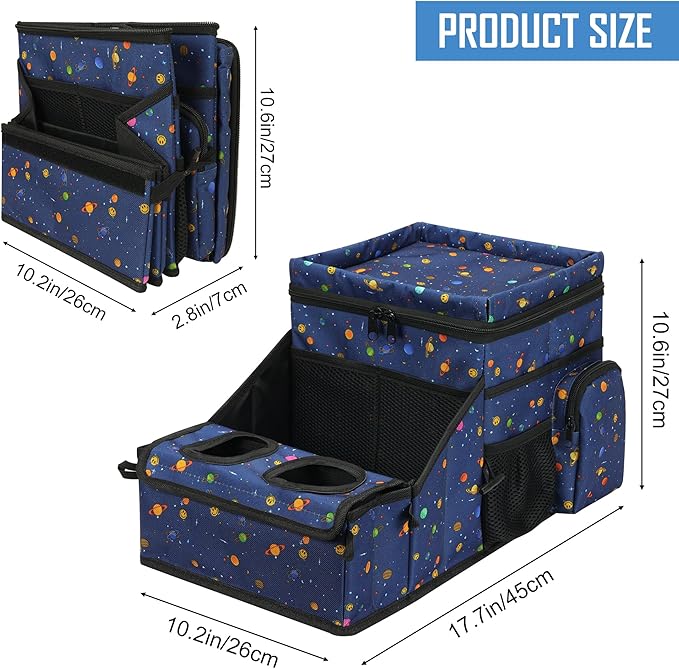 COOLBEBE Car Seat Organizer, Backseat Car Organizer with Cup Holders, Passenger Seat Organizer with Storages Cooler Compartment for Kids and Adults for Travel, Sky Blue