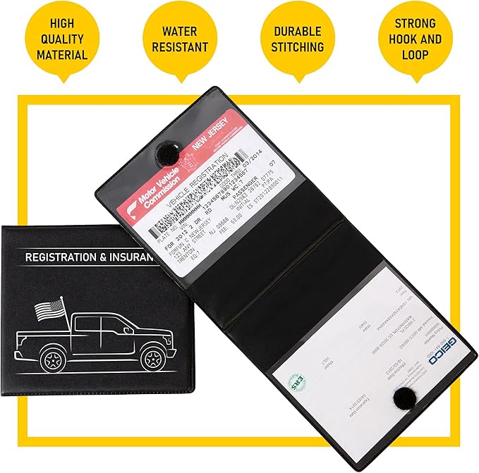 CANOPUS Auto Accessory Document Holder, 2 Pack (Black, PVC, Portable, EZ Pass Compatible)