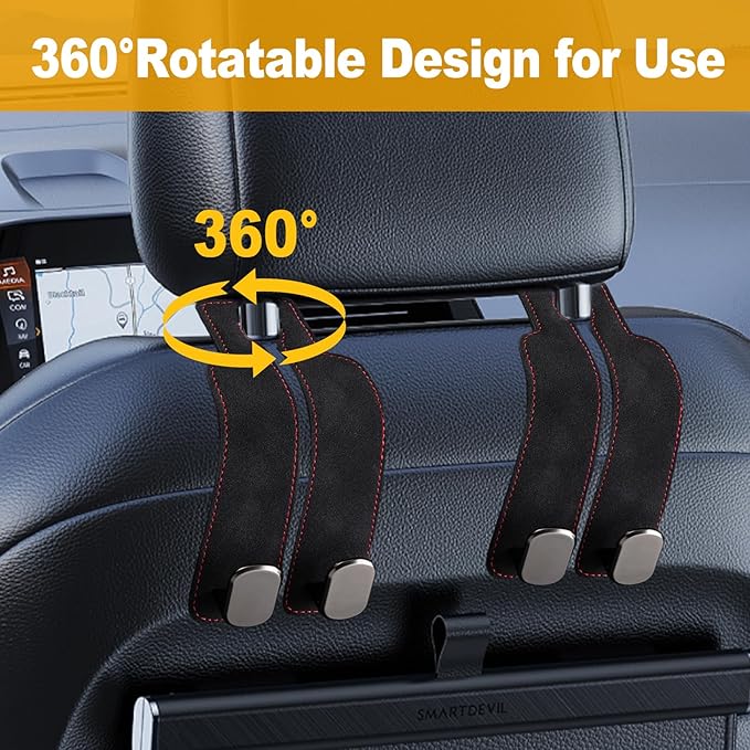 Car Purse Hook Purse Hook for Car Seats Headrest Car Seat Hooks,Heavy Duty Vehicle Organizer for Handbags, Groceries, Purses, Keep Car Tidy (Black, 2 Pack)