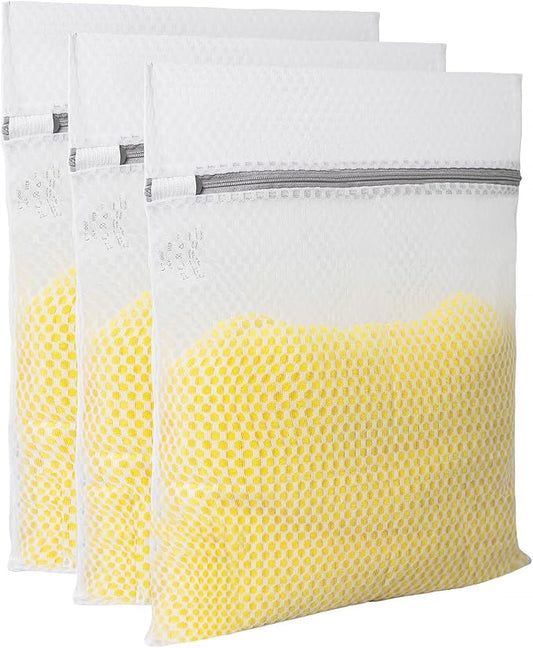 GOGOODA Mesh Laundry Bags for Delicates, 3-Pack Durable Honeycomb Washing Bags – Protective Zipper Bags for Lingerie, Bras, Baby Clothes in Washing Machine and Dryer