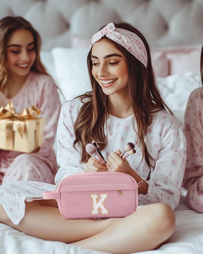 Pocmimut Preppy Makeup Bag,Cosmetic Bag Pouches Toiletry Bag for Graduation Gifts Birthday Gift Teacher Gifts for Girls,Y