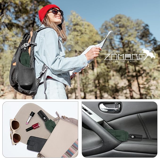 ZOMAKE Travel Umbrella Compact - 10 Ribs Portable Collapsible Umbrellas for Rain Windproof - Paraguas Automatic Small Folding Umbrella Lightweight Packable Umbrella for Women Men