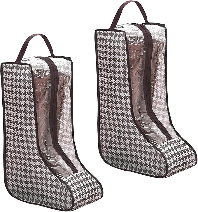 2 Pack Boot Bags for Cowboy Boots Storage Organizer Tall Style, Portable Travel Shoe Bags Protector Box Organizer with Handle for Cowboy Shoes, Dustproof Tote for Packing Travel and Daily Use