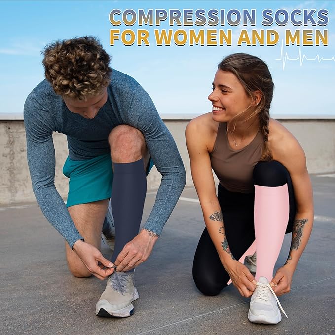 Graduated Copper Compression Socks for Men & Women Circulation 8 Pairs 15-20mmHg - Best for Running Athletic Cycling