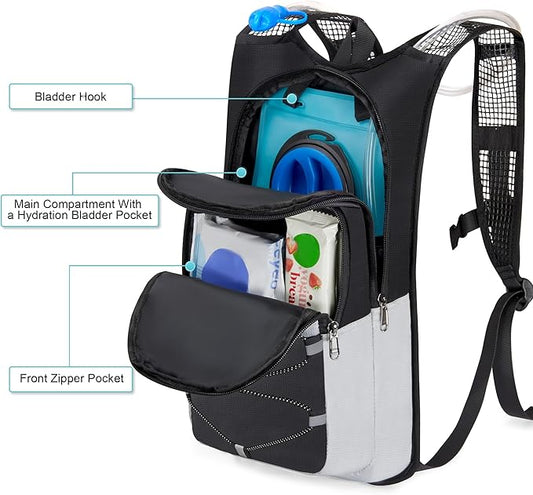 Hydration Backpack - Lightweight Water Backpack with 2L Water Bladder Bag, Running Hydration Vest Backpack for Men Women, Hydration Pack for Hiking, Cycling, Climbing MIYCOO