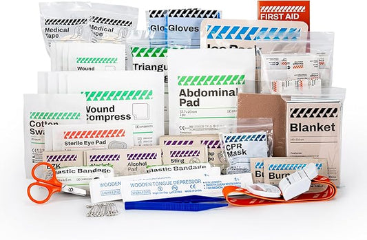 RHINO RESCUE 220 Pieces First Aid Kit Refill Bag, Emergency Extra Replacement Supplies, Includes Medical Bandages, Gauzes & Pads for Home, School & Car
