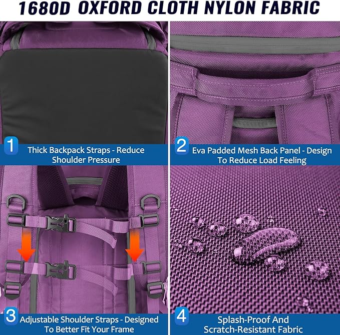 Ski Boot Bag, 65L Durable Travel Backpack, 1680D Nylon Waterproof Snowboard Boot Bag, Skiing and Snowboarding Travel Luggage for Helmet, Goggles, Gloves, Outerwear & Accessories