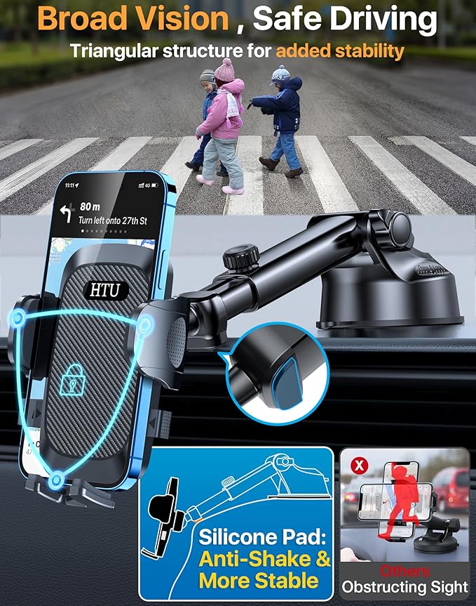 2025 Ultimate Car Phone Holder【80+LBS Strongest Suction & Military-Grade】 Universal Cell Phone Holder Truck Car Mount for Dashboard Windshield Air Vent for iPhone 17 16 Pro Max 15 Samsung 2pcs,Black