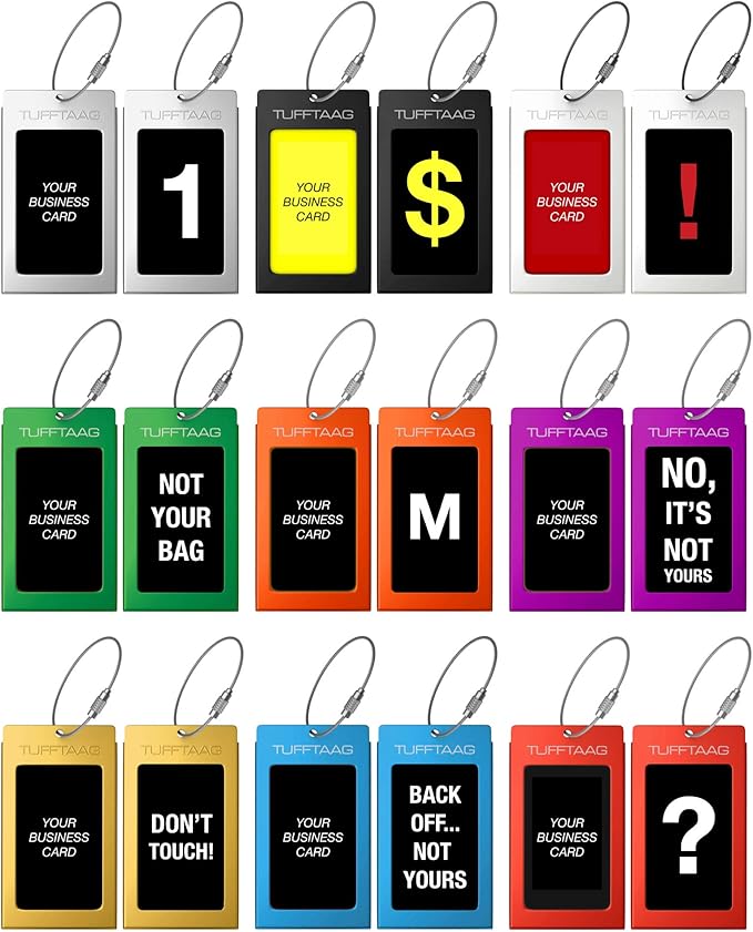 Luggage Tags Business Card Holder by TUFFTAAG - Durable Travel ID Bag Tag in Multiple Color Options, Perfect for Suitcases, Backpacks, and Carry-Ons, Easy Identification, Secure and Stylish