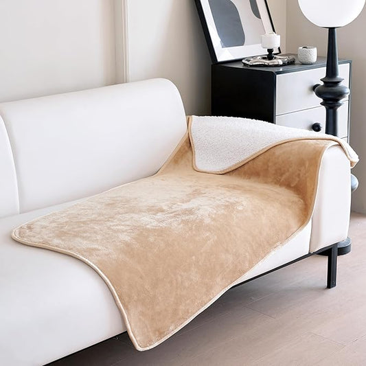 gogobunny Dog Blanket, Waterproof Reversible Sherpa Fleece Throw Blanket, Furniture Cover for Bed, Couch, Sofa Protection from Liquid Pee and Pet Fur of Puppy, Cat (Beige, 30x70 inches)