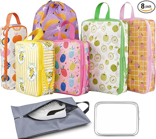 8 Pcs Compression Packing Cubes for Travel, Lightweight Waterproof Luggage Organizer Bags Set, Washable Packaging Cubes for Women Backpack Carry-On Suitcases