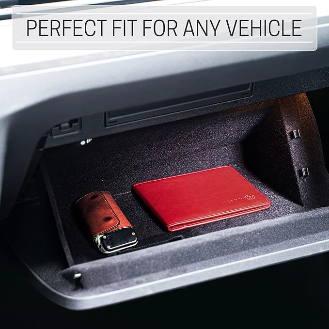 CANOPUS Car Registration and Insurance Holder, PU Leather Card Holder, Vehicle Glove Box Organizer for Auto, SUV, Truck and Motorcycle, Red