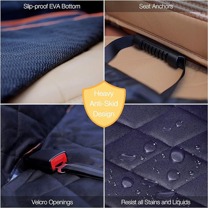 iBuddy Dog Seat Covers for Trucks 100% Waterproof Car Hammock for Truck Back Seat Durable X-Large Seat Cover Against Dirt and Dog Fur Machine Washable Pet Seat Cover for Trucks and Large SUVs