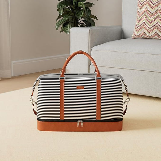 IBFUN Weekender Bags for Women, 21" Weekender Travel Bag, Travel Duffle Bag with Shoe Compartment Carry on Overnight Duffel Bag for Weekend Travel Business Trip