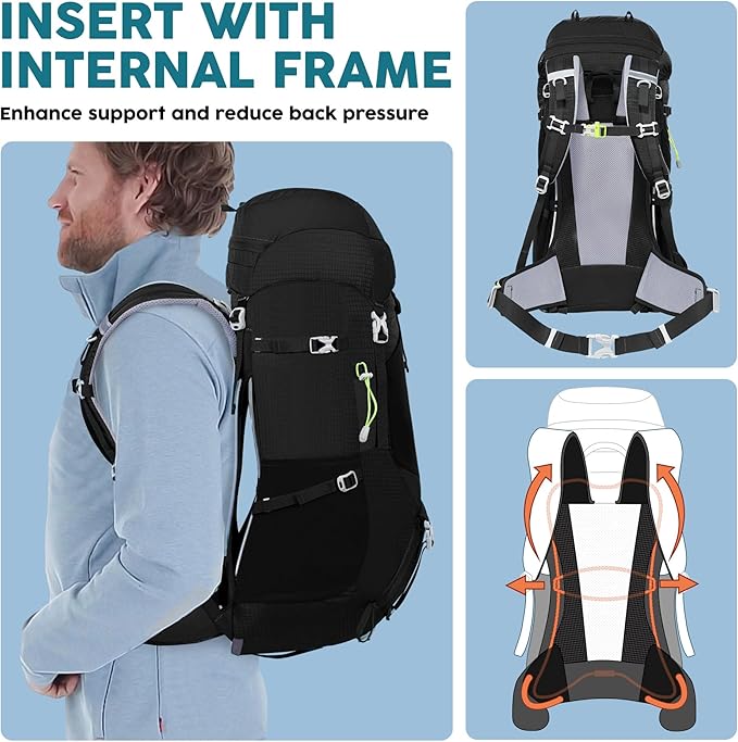 N NEVO RHINO Internal Frame Hiking Backpack 50/60/65/70/80L, Mountain Climbing Camping Backpack Daypack Waterproof Rain Cover | Mountain Climbing, Camping Backpack, Daypack, Waterproof, Rain Cover