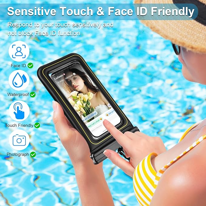 Large Waterproof Phone Pouch Floating, Phone Case Friendly, Up to 7.2'' Cell Phone Dry Bag, IP68 Waterproof Phone Case for iPhone Samsung Galaxy Google, Black