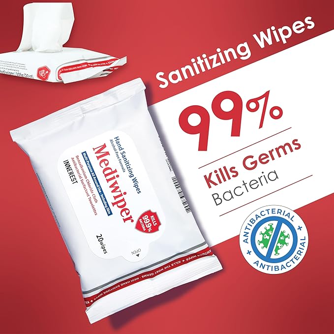 MEDIWIPER 80ct Alcohol-Free Hand Sanitizing Wipes Unscnted Wet Wipe, Hand Sanitizer (80 Wipes (80 * 1))