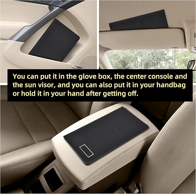 Car Registration and Insurance Holder Glove Box Folder-Premium Car Folder, Car Document Holder for Cards, Driver License & other Essential Documents (Reticulated black)