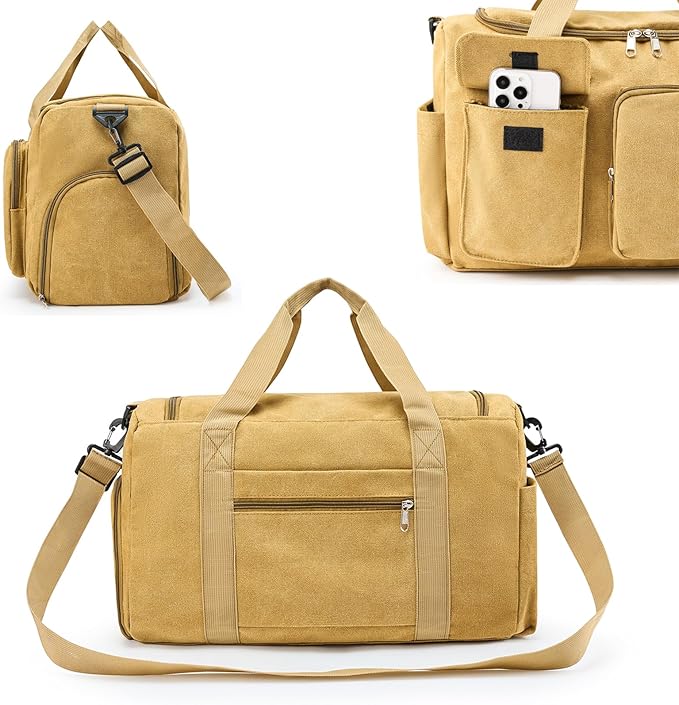 Small Gym Bag for Women, Travel Duffle Bag Carry On Weekender Bag with Shoe Compartment