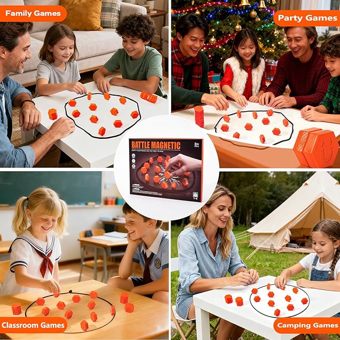 20-Piece Magnetic Chess Game with Textured Stones & Rope | Strategic Standing Play for Kids & Adults | Family, Party, Travel & Camping Puzzle Strategy Games