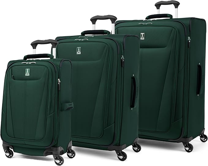 Travelpro Maxlite 5 Softside Expandable 3-Piece Luggage Set — Carry-On, Medium and Large Checked Luggage — Forest Green
