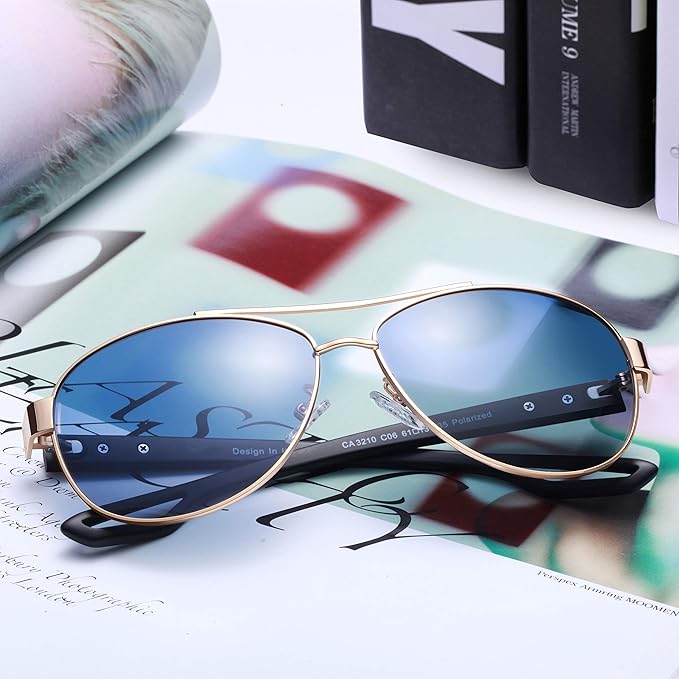 CARFIA Polarized Sunglasses for Women UV Protection Ultra-Lightweight Comfort Metal Frame Driving Glasses CA3210