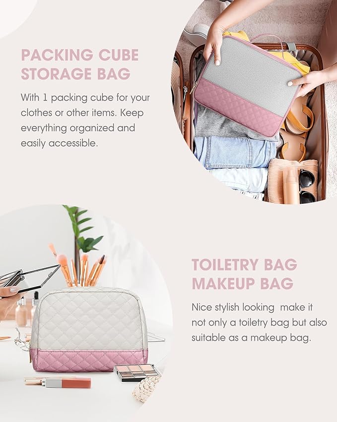 Travel Duffle Weekender Bags for Women: Carry On Bagswith Shoe Compartment Overnight Bag with Toiletry & Wet Pocket Large Tote Hospital for Women Labor Delivery Beige Pink