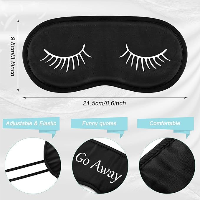 Eurzom 20 Pieces Funny Eye Sleeping Mask Bulk with Adjustable Strap Blackout Eye Sleep Mask for Night Blindfold Cover for Women Men(Black)