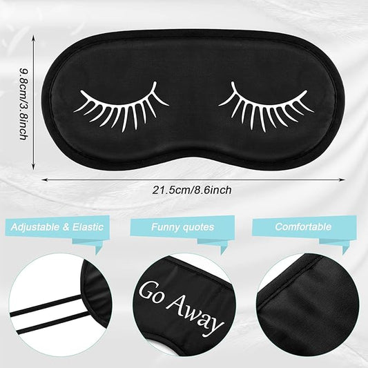 Eurzom 20 Pieces Funny Eye Sleeping Mask Bulk with Adjustable Strap Blackout Eye Sleep Mask for Night Blindfold Cover for Women Men(Black)