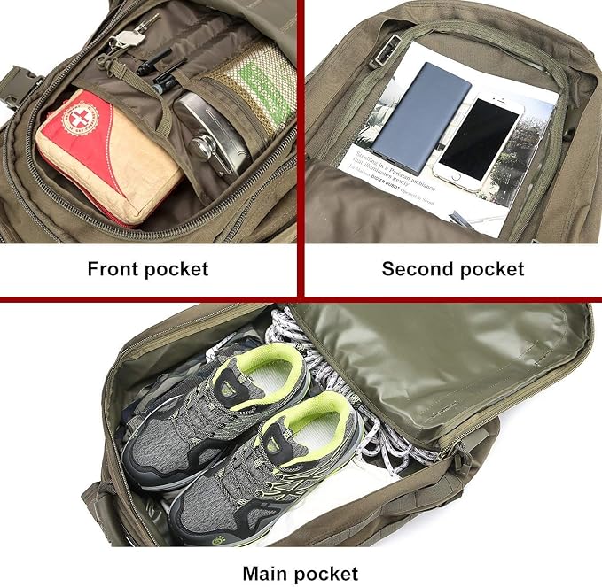 Greencity Laptop Backpacks Tactical 3 Day Expandable Bug Out Bag Classic Case Travel Hiking，Green