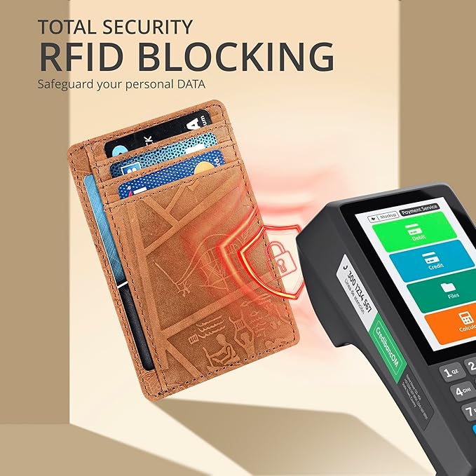 Oak Leathers Leather Slim Minimalist Wallet for Men & Women RFID Front Pocket Leather Card Holder Wallets