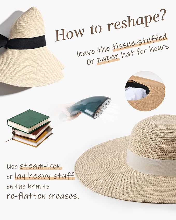 FURTALK Womens Sun Straw Hat Wide Brim UPF 80 Summer Hat Foldable Packable Floppy Beach Hats for Women