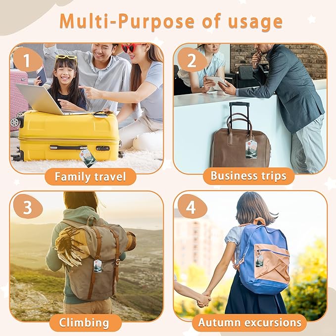 3 Pcs Luggage Tag for Suitcases,Mountain and Tree Sunset Landscape Leather Baggage Tags Identifiers for Travel,Privacy Protection Travel Bag Labels Suitcase Tags for Women Men