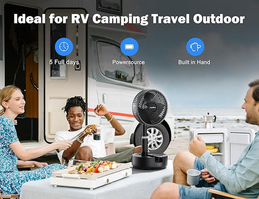20000mAh Battery Operated Fan, Rechargeable Portable Fan, 112H Run, 9 Speeds Oscillating with Remote, Battery Powered with Timer & Light for Travel Cruise Essentials RV Outdoor Power Outage