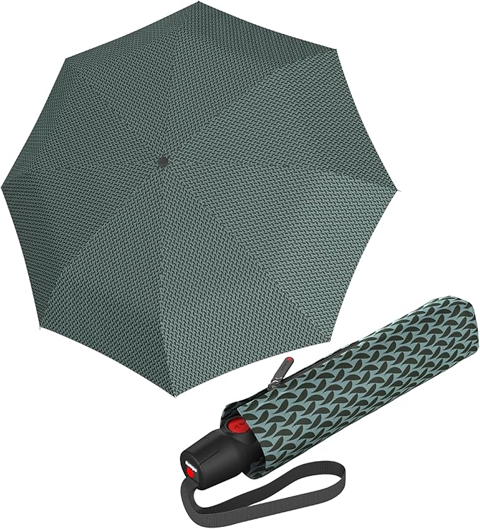 Knirps T.200 Duomatic Compact Rain Umbrella in Elemental Oak – Wind Tunnel Tested to 93 mph, Aluminum Steel Fiberglass Frame, 38in Canopy, OEKO-TEX, High-Performance Automatic Travel Umbrellas