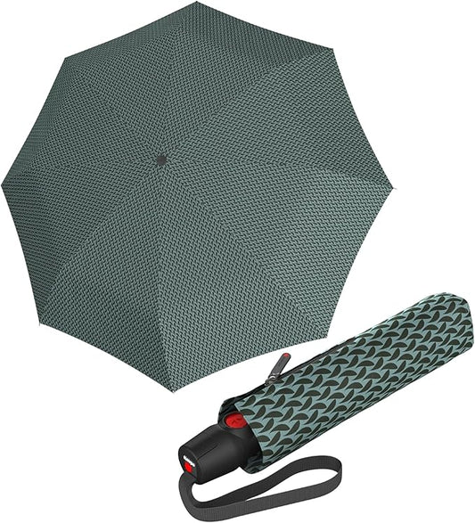 Knirps T.200 Duomatic Compact Rain Umbrella in Elemental Oak – Wind Tunnel Tested to 93 mph, Aluminum Steel Fiberglass Frame, 38in Canopy, OEKO-TEX, High-Performance Automatic Travel Umbrellas