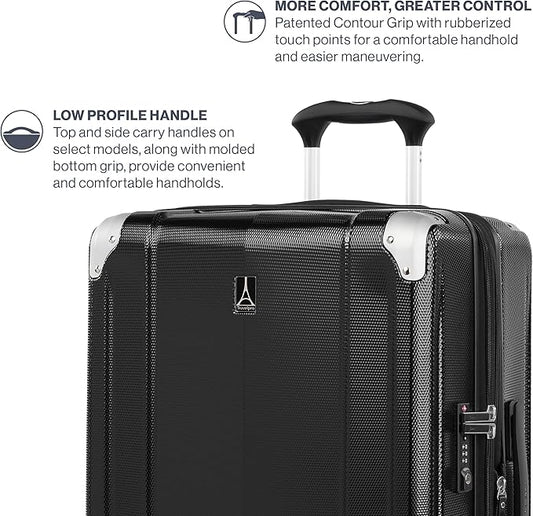 Travelpro Pathways 3 Hardside Expandable Luggage, 8 Spinner Wheels, Lightweight Hard Shell Suitcase, 3 Piece Set (21/25/28), Black Knight