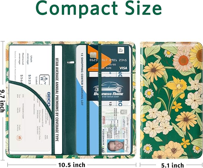 CoBak Car Registration and Insurance Holder - Vehicle Glove Box Car Organizer,Auto Truck Comparment Accessories Case with Magnetic Closure for Driver License,Cards