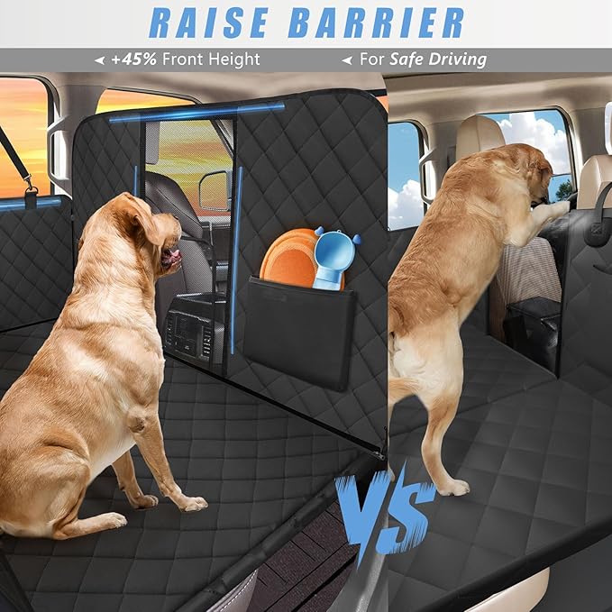 High Barrier Truck Back Seat Extender for Dogs, Hard Bottom Truck Dog Seat Cover Back Seat Holds 420lbs, Waterproof Pet Dog Hammock for Crew Cab Trucks F150, RAM1500, Sierra, Tundra, Silverado