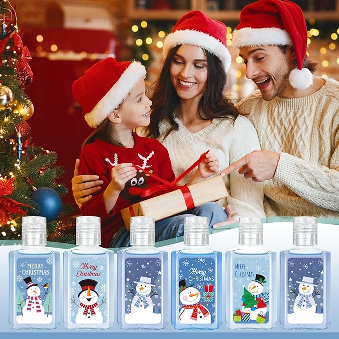 50 Pcs Christmas Mini Hand Sanitizer Bulk Christmas Gifts Favors 1fl oz Travel Size Hand Soap Gifts Small Hand Sanitizer Thank You Gifts for Xmas Goodie Bags Stocking Stuffers (Snow Man)