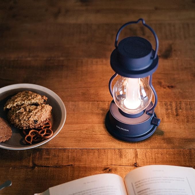 BALMUDA The Lantern | Rechargeable LED Lantern | 3 Light Modes: Candle, Amber, & Warm White | Battery Operated | Lightweight | Water-Resistant | US Version | Navy